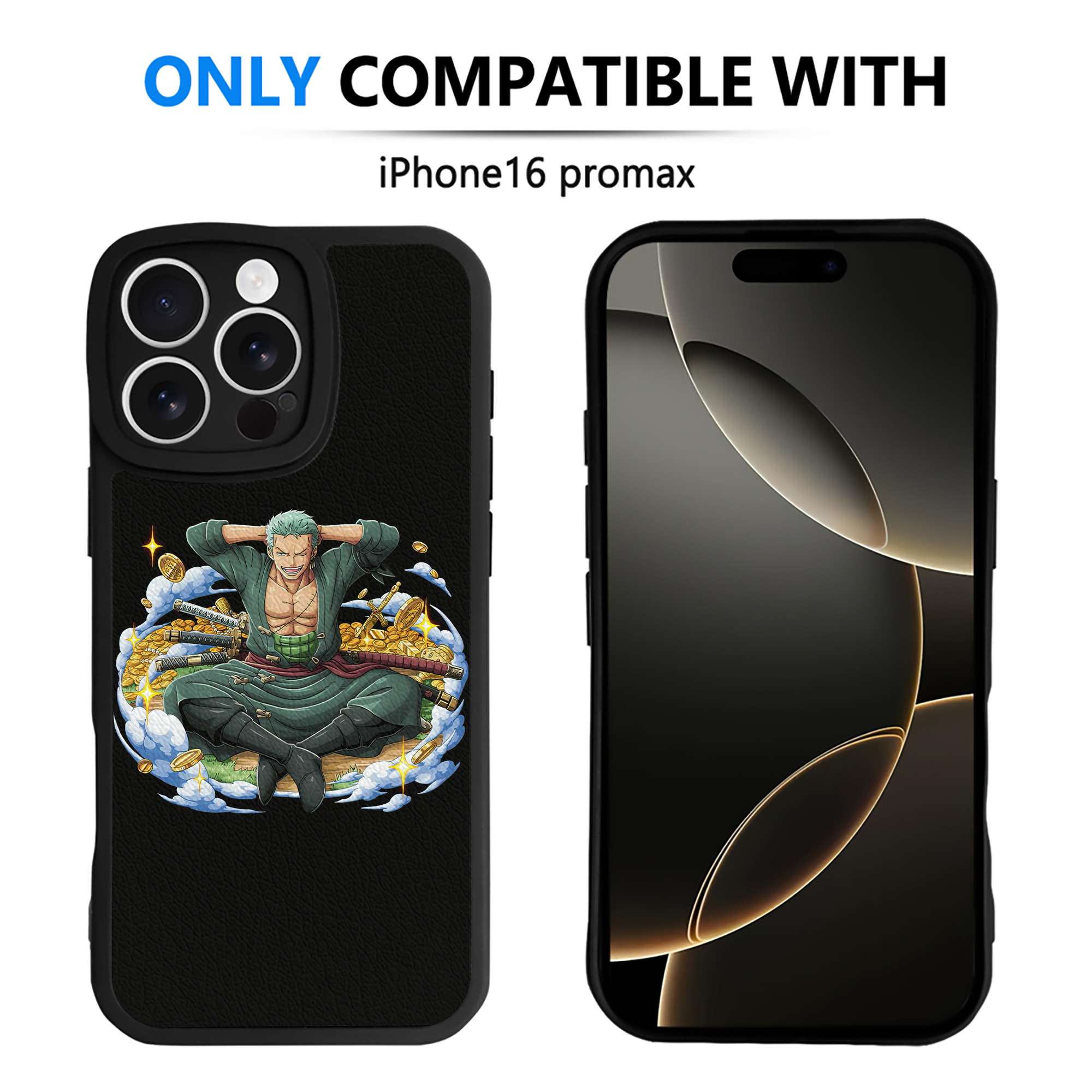 （画像用） ワンピース ロロノア・ゾロ ONE PIECE Roronoa Zoro 【iPhone 16シリーズ対応】シリコンスマホケース（レザー調） 材質：シリコン